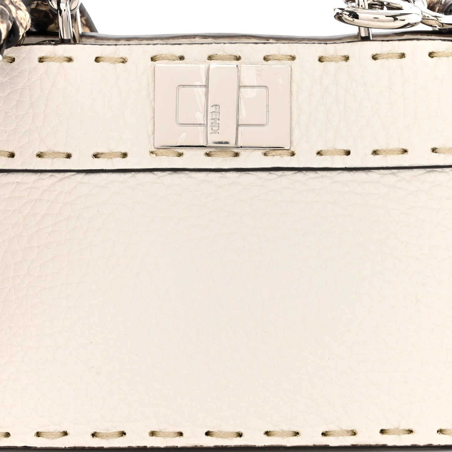 Vitello Granato Elaphe Python Embossed Sellerissima Nano Peekaboo Maxi Handle Satchel White