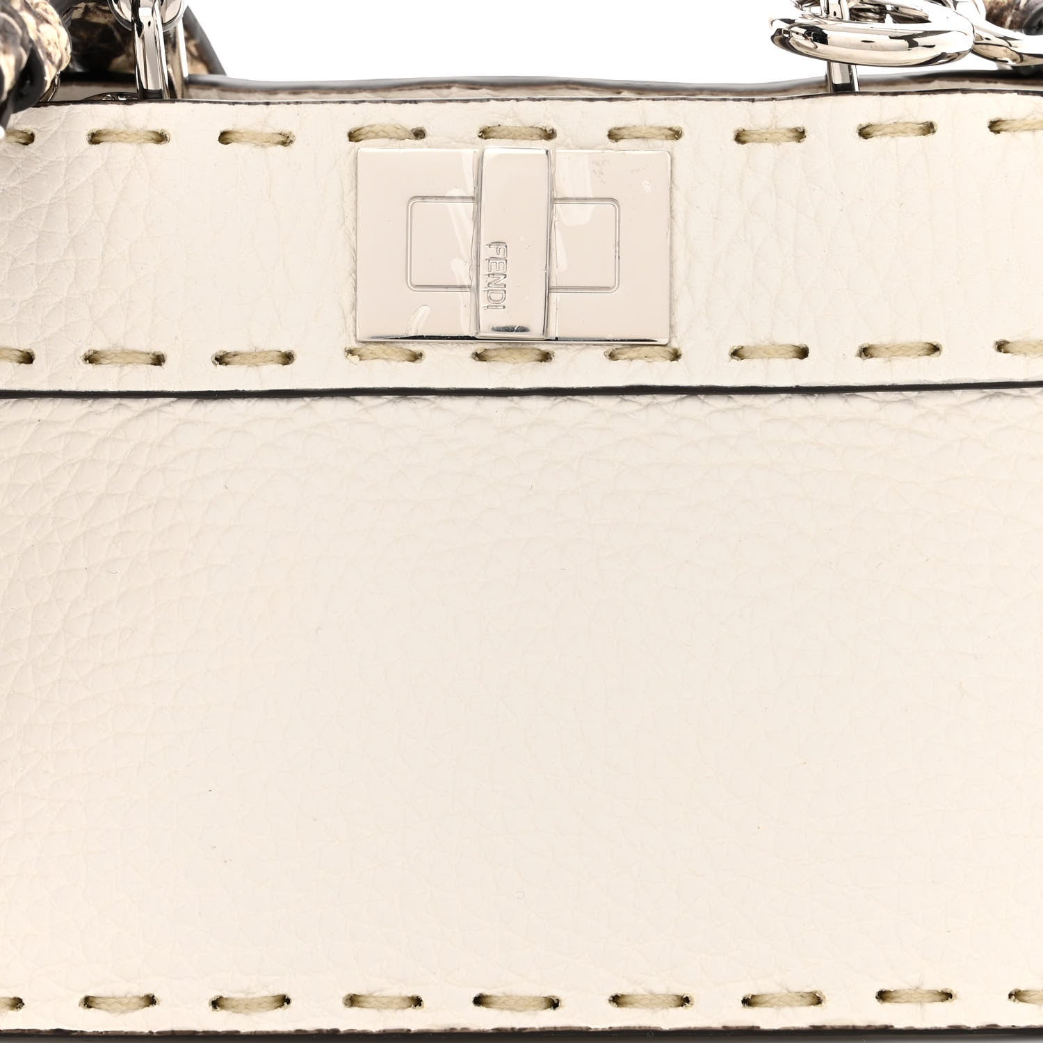 Fendi Vitello Granato Elaphe Python Embossed Sellerissima Nano Peekaboo Maxi Handle Satchel White 8 of 10