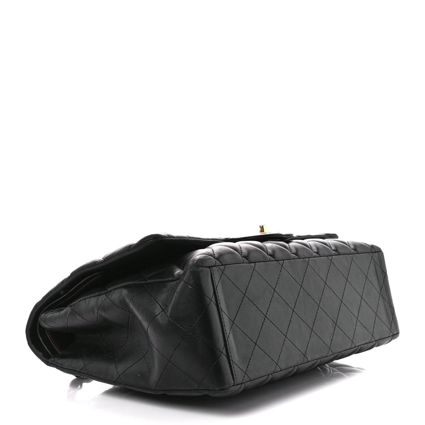 Lambskin Quilted Maxi Double Flap Black