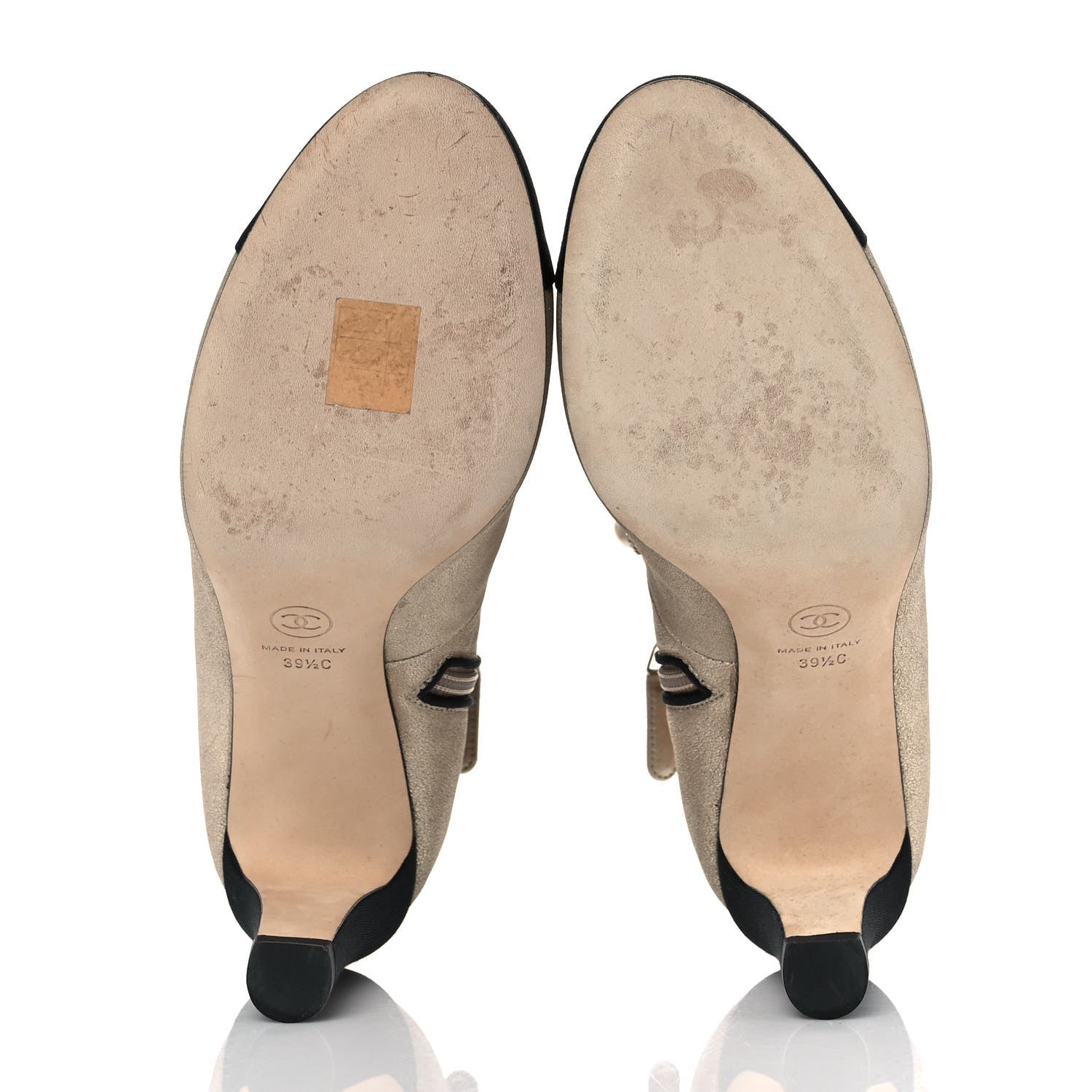 Chanel Metallic Lambskin Grosgrain Cap Toe Pearl Ankle Boots 39.5 Gold 5 of 8