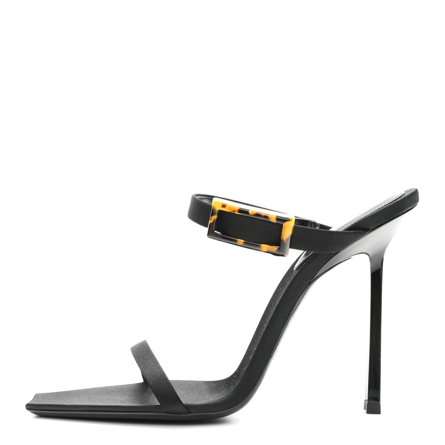 Satin Oud Buckle Sandals 39 Black