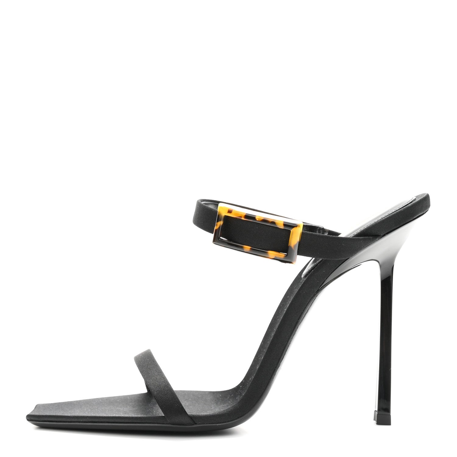 Saint Laurent Satin Oud Buckle Sandals 39 Black 1 of 10