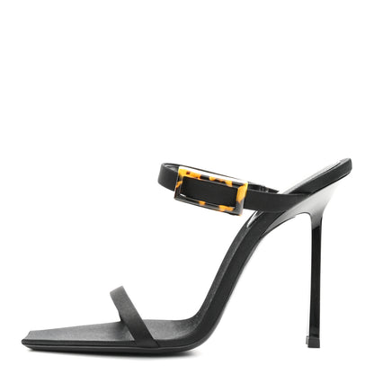 Saint Laurent Satin Oud Buckle Sandals 39 Black 1 of 10
