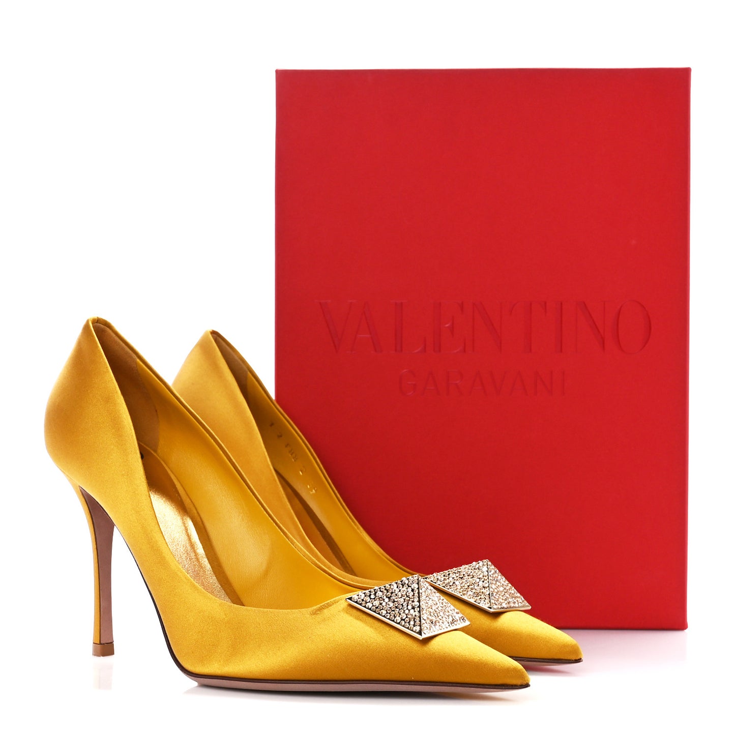 Satin Crystal One Stud 100mm Pumps 39 Gold Golden Shadow