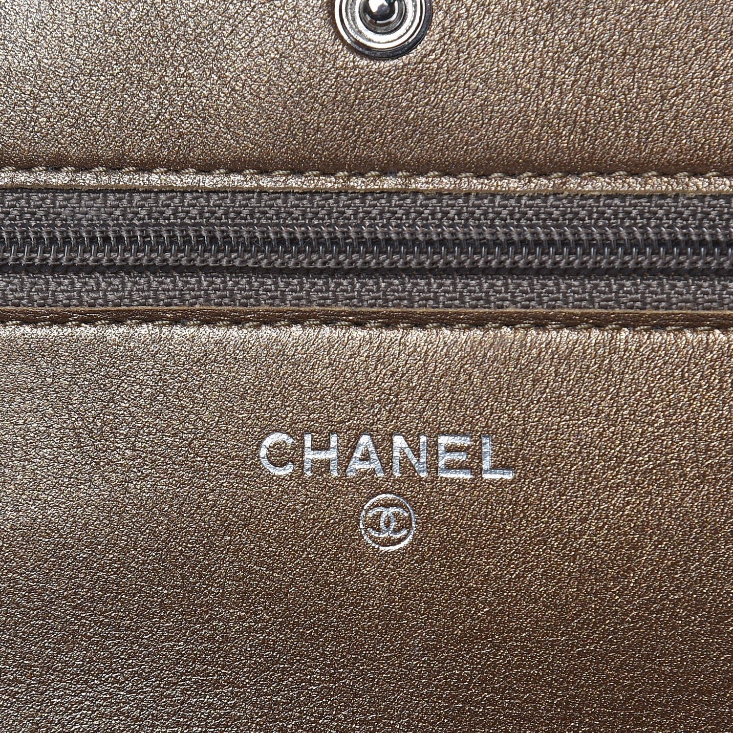 Chanel Metallic Caviar Timeless CC Wallet On Chain WOC Bronze 6 of 13