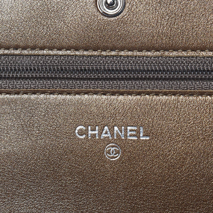 Chanel Metallic Caviar Timeless CC Wallet On Chain WOC Bronze 6 of 13