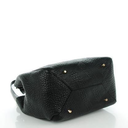 Burberry Signature Grain Calfskin Check Embossed Small Canter Tote Black 5 of 9