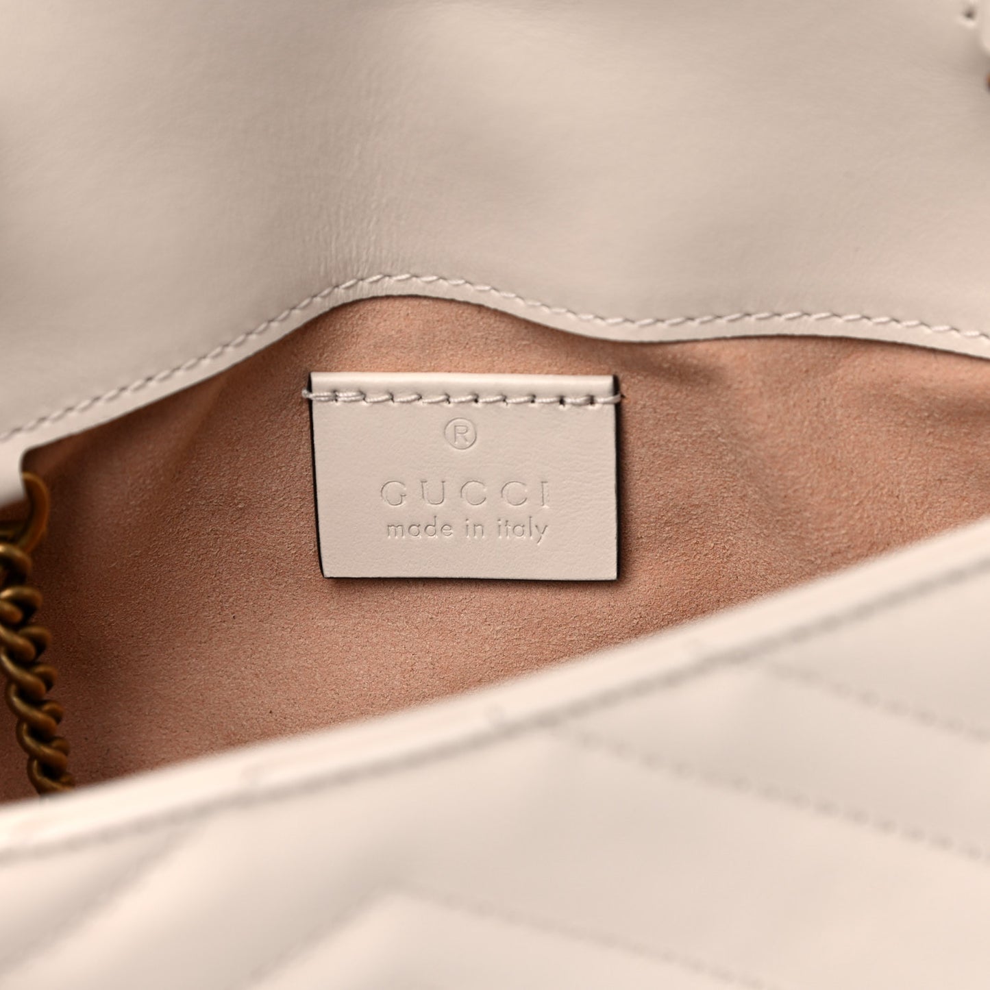 Calfskin Matelasse Super Mini GG Marmont Shoulder Bag White
