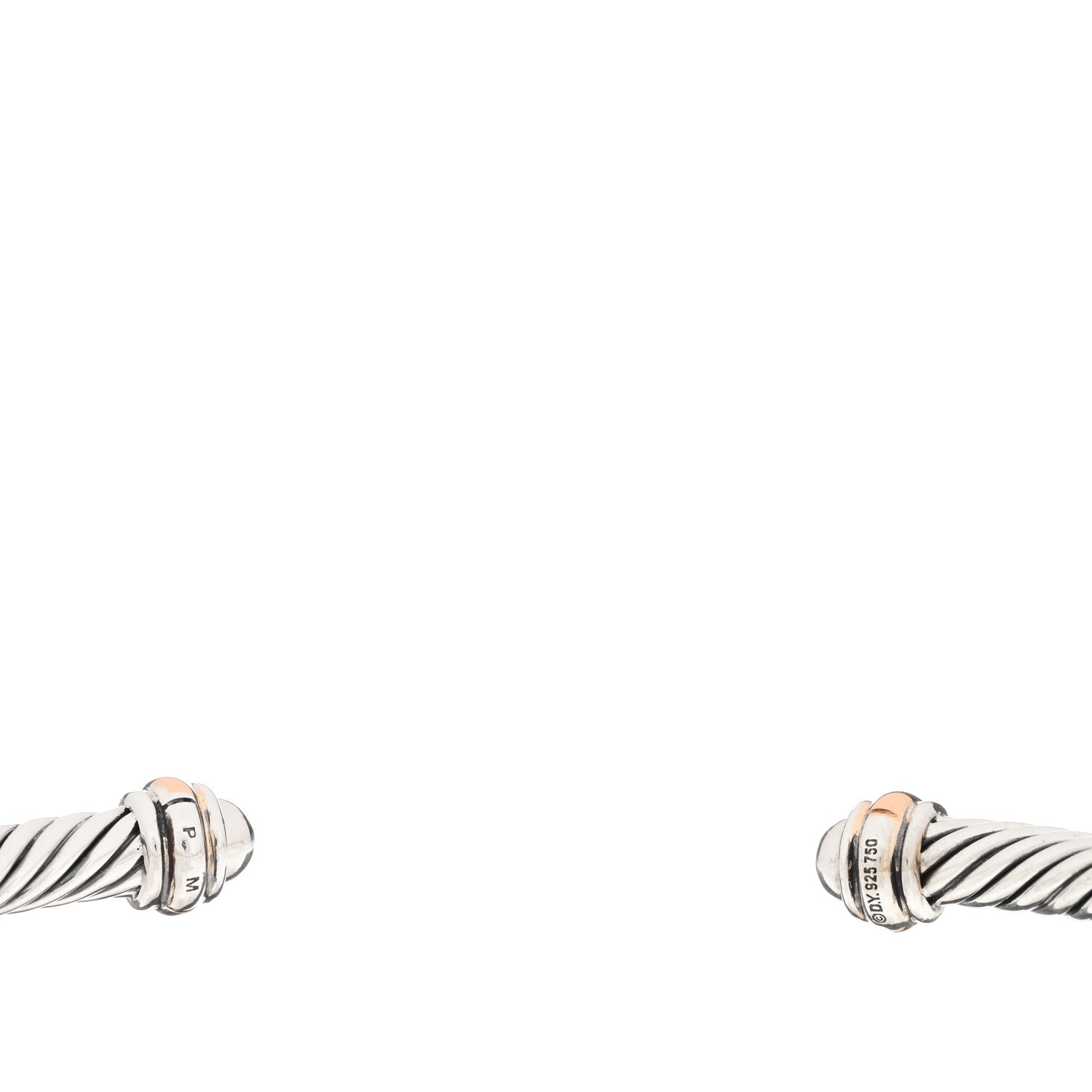 David Yurman Sterling Silver 18K Rose Gold 4mm Cable Classics Bracelet 3 of 3