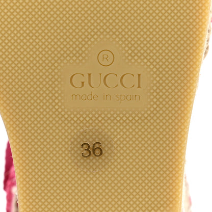 Gucci Cotton Crochet Pearly GG Ankle Wrap Platform Espadrille Wedges 36 Cyclamen Rose 6 of 12