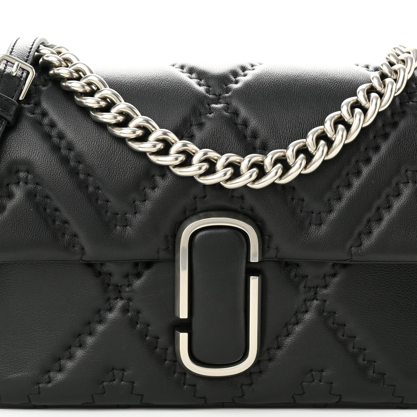 Lambskin Quilted J Marc Large Shoulder Bag Black