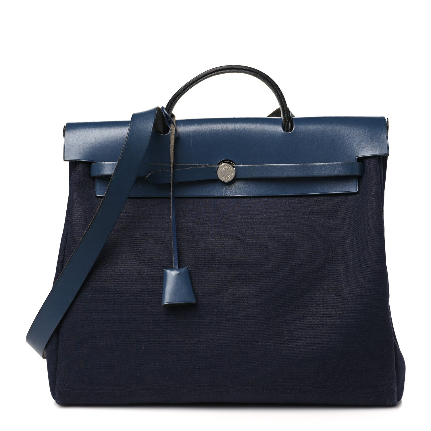 Hermes Toile Vache Calfskin Herbag 39 MM Navy 1 of 13
