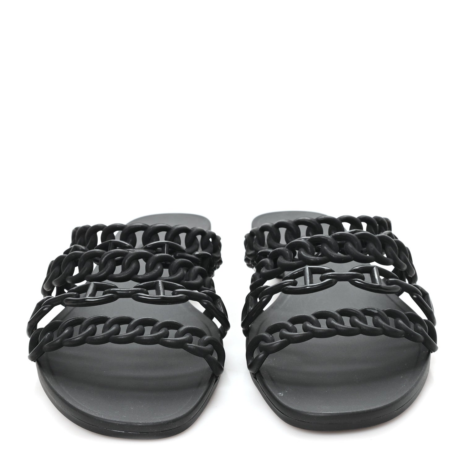 Hermes Rubber Chaine d'Ancre Nude Sandals 39 Black 3 of 9
