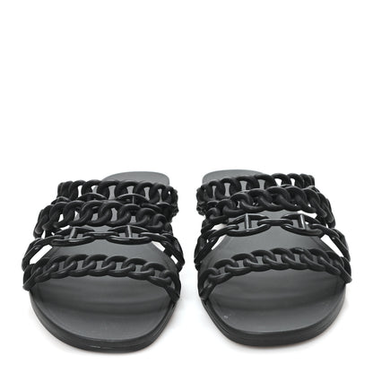Hermes Rubber Chaine d'Ancre Nude Sandals 39 Black 3 of 9