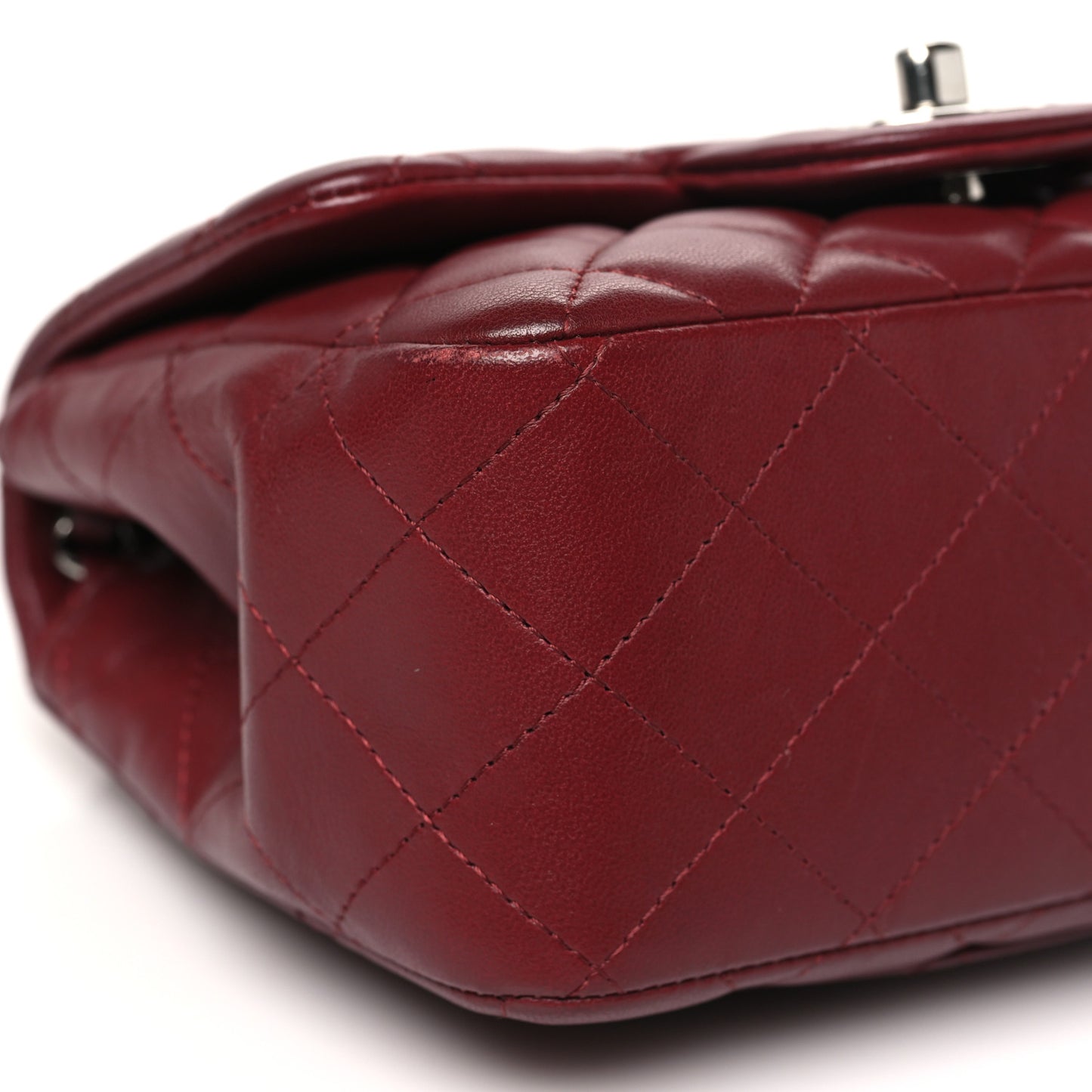 Lambskin Quilted Mini Square Flap Burgundy