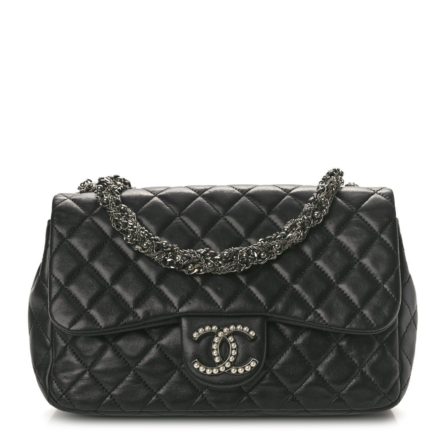 Chanel Lambskin Quilted Medium Westminster Pearl Flap Black 1 of 10