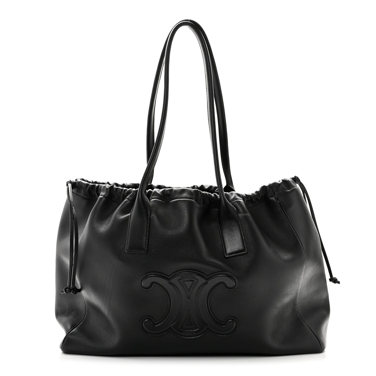 Celine Smooth Calfskin Cuir Triomphe Cabas Drawstring Black 1 of 9