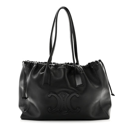 Celine Smooth Calfskin Cuir Triomphe Cabas Drawstring Black 1 of 9