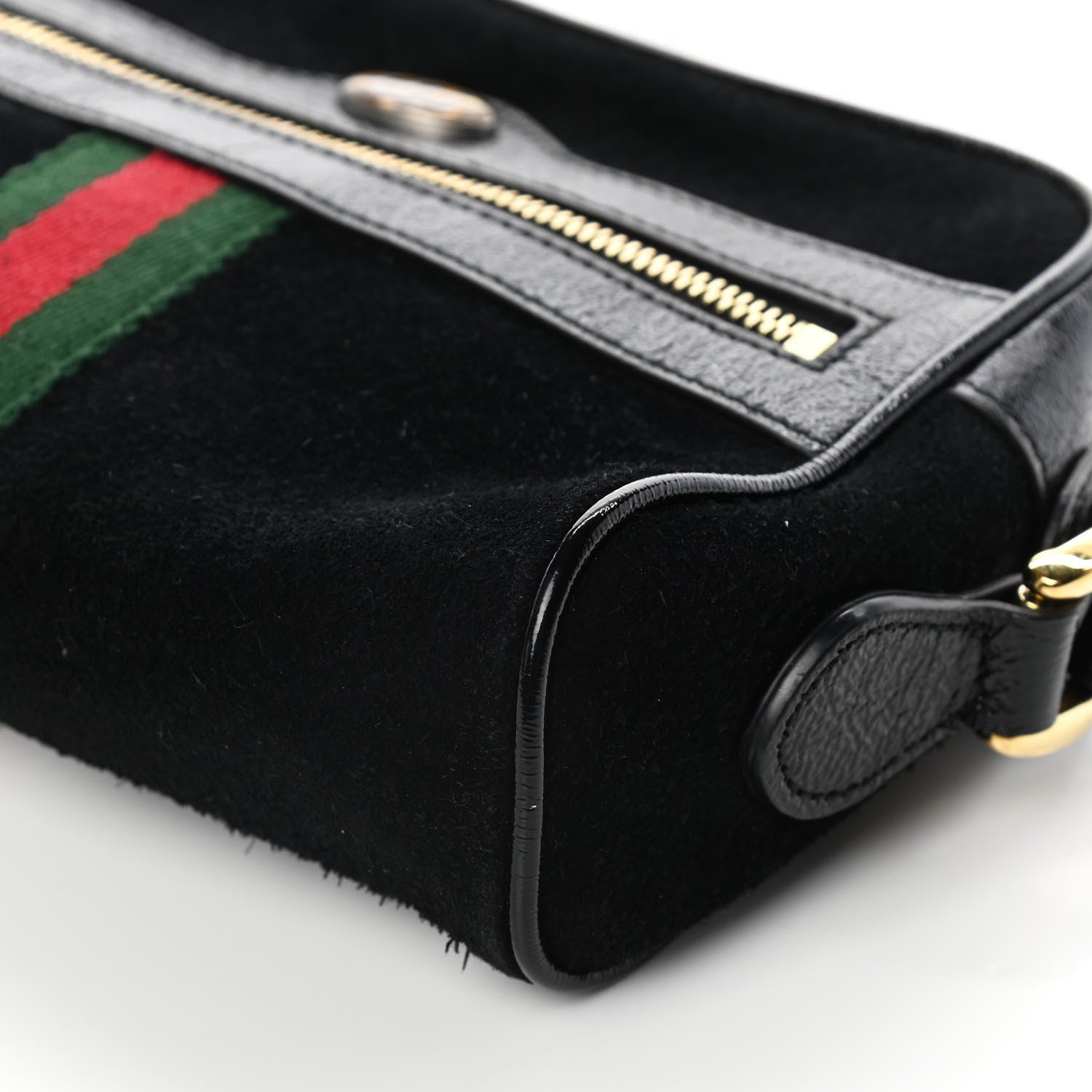 Gucci Suede Patent Web Mini Ophidia Shoulder Bag Black 9 of 11