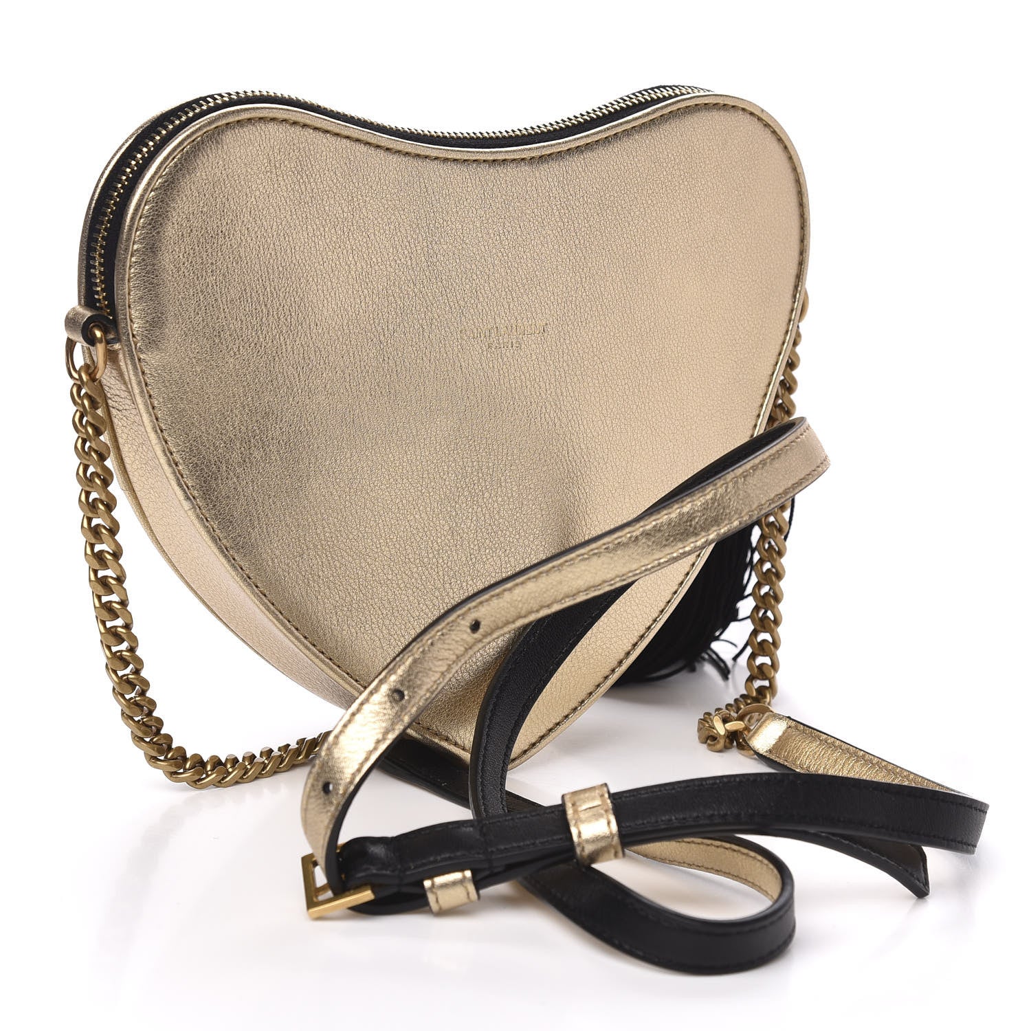 Saint Laurent Metallic Calfskin Heart Monogram Crossbody Gold 3 of 10