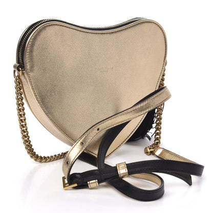 Saint Laurent Metallic Calfskin Heart Monogram Crossbody Gold 3 of 10