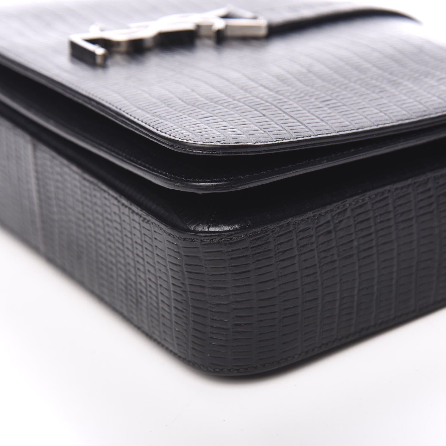 Saint Laurent Lizard Calfskin Embossed Classic Medium Monogram Universite Bag Black 7 of 8
