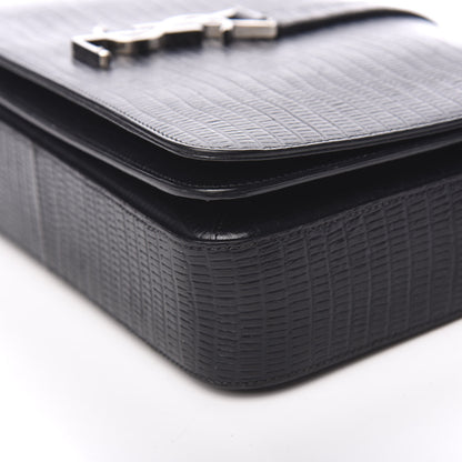 Saint Laurent Lizard Calfskin Embossed Classic Medium Monogram Universite Bag Black 7 of 8