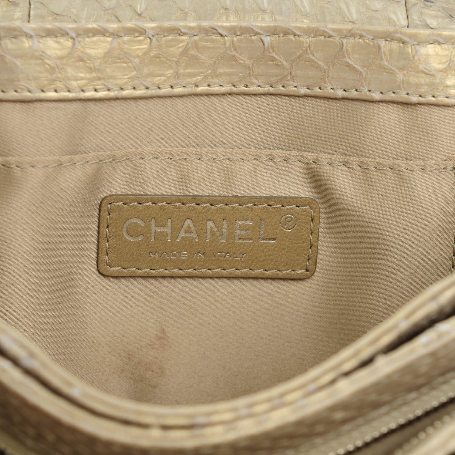Chanel Iridescent Python Quilted Medium Clam Pocket Flap Gold 6 of 7