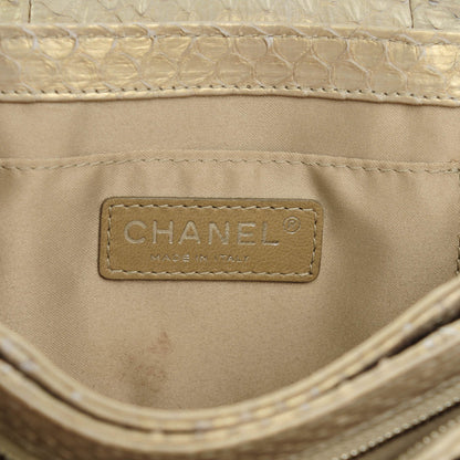 Chanel Iridescent Python Quilted Medium Clam Pocket Flap Gold 6 of 7