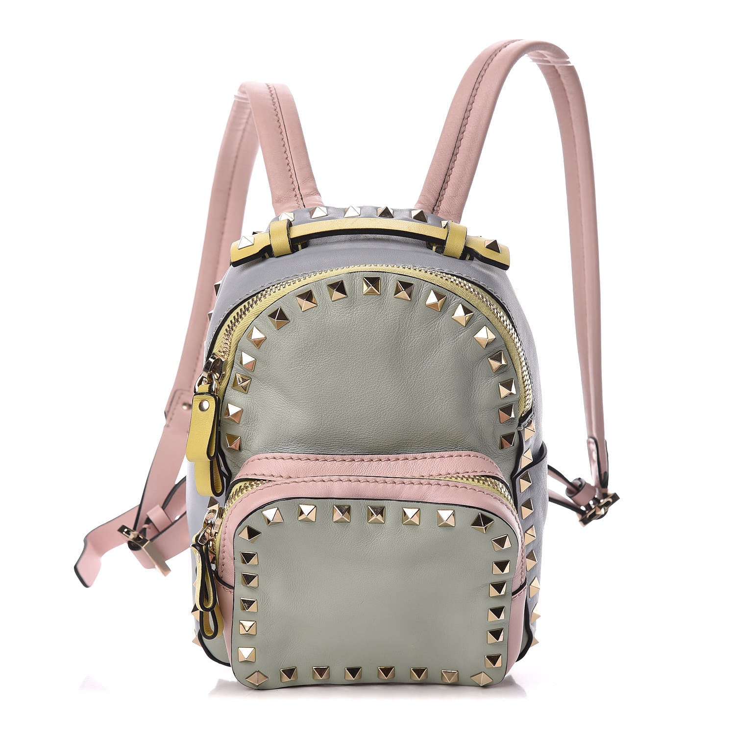 Valentino Garavani Calfskin Watercolor Mini Rockstud Backpack Rose Green Yellow Sky 1 of 10
