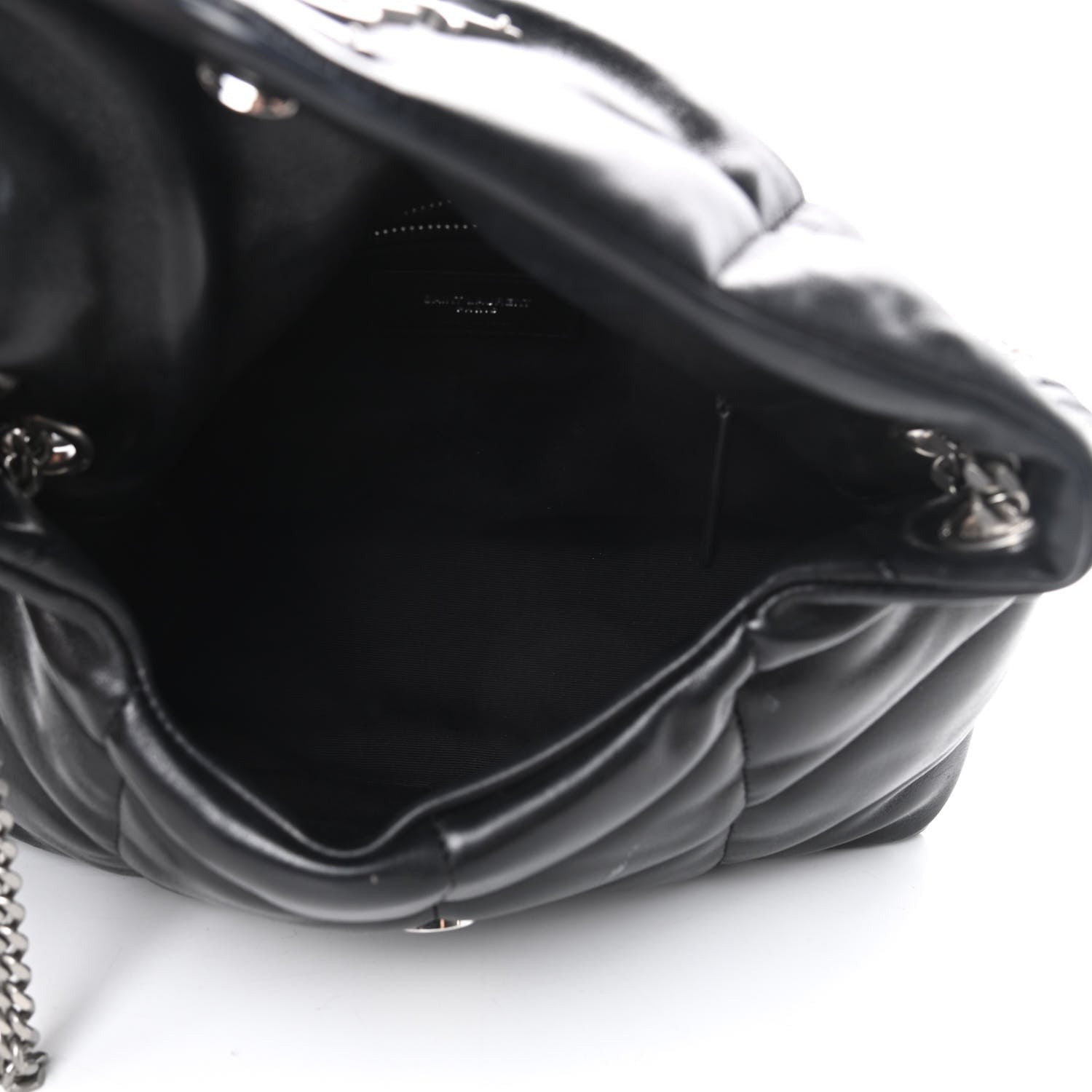 Saint Laurent Lambskin Quilted Small Loulou Puffer Monogram Chain Satchel Black 5 of 15