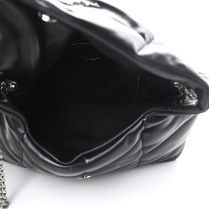 Saint Laurent Lambskin Quilted Small Loulou Puffer Monogram Chain Satchel Black 5 of 15