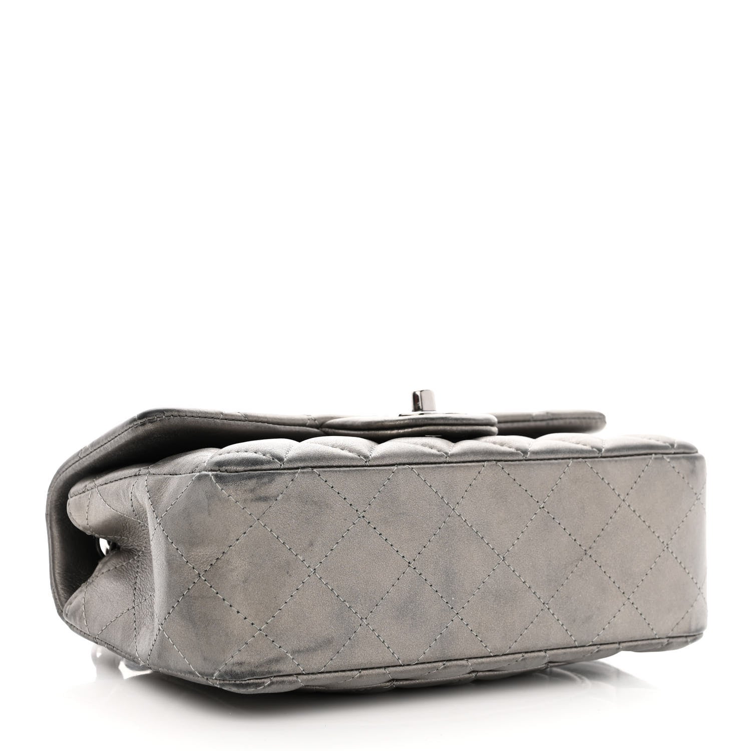 Chanel Metallic Calfskin Quilted Mini Rectangular Flap Ruthenium 4 of 14