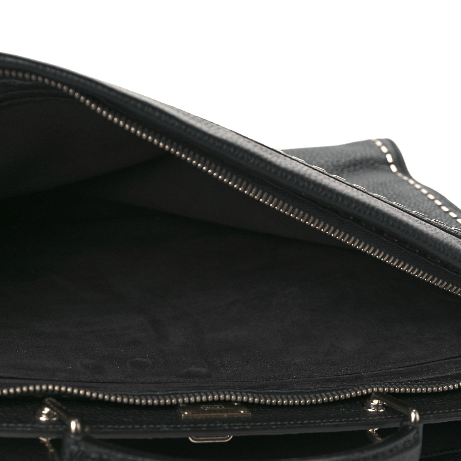 Fendi Cuoio Romano Selleria Metal Stitch Large Mens Peekaboo Iconic Essential Satchel Black 6 of 7