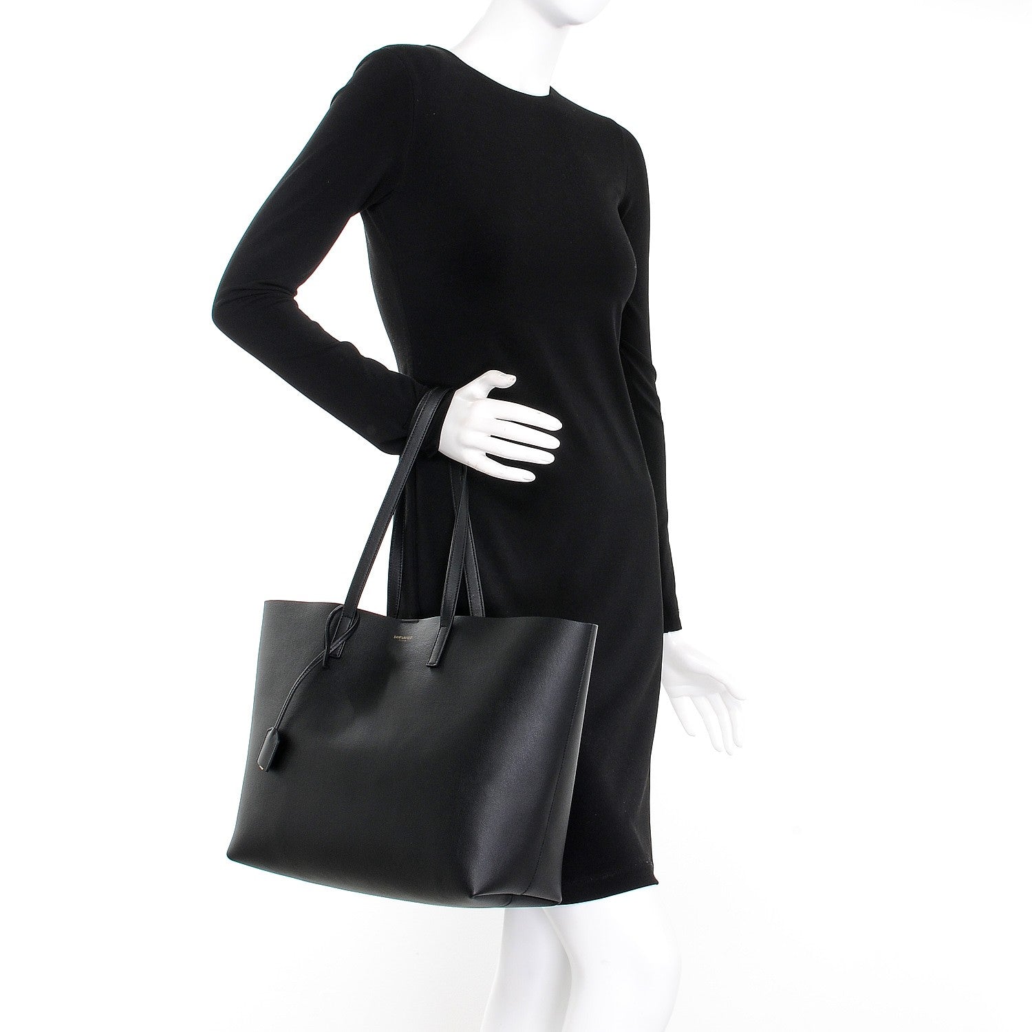 Saint Laurent Calfskin Large Shopping Tote Black 2 of 8