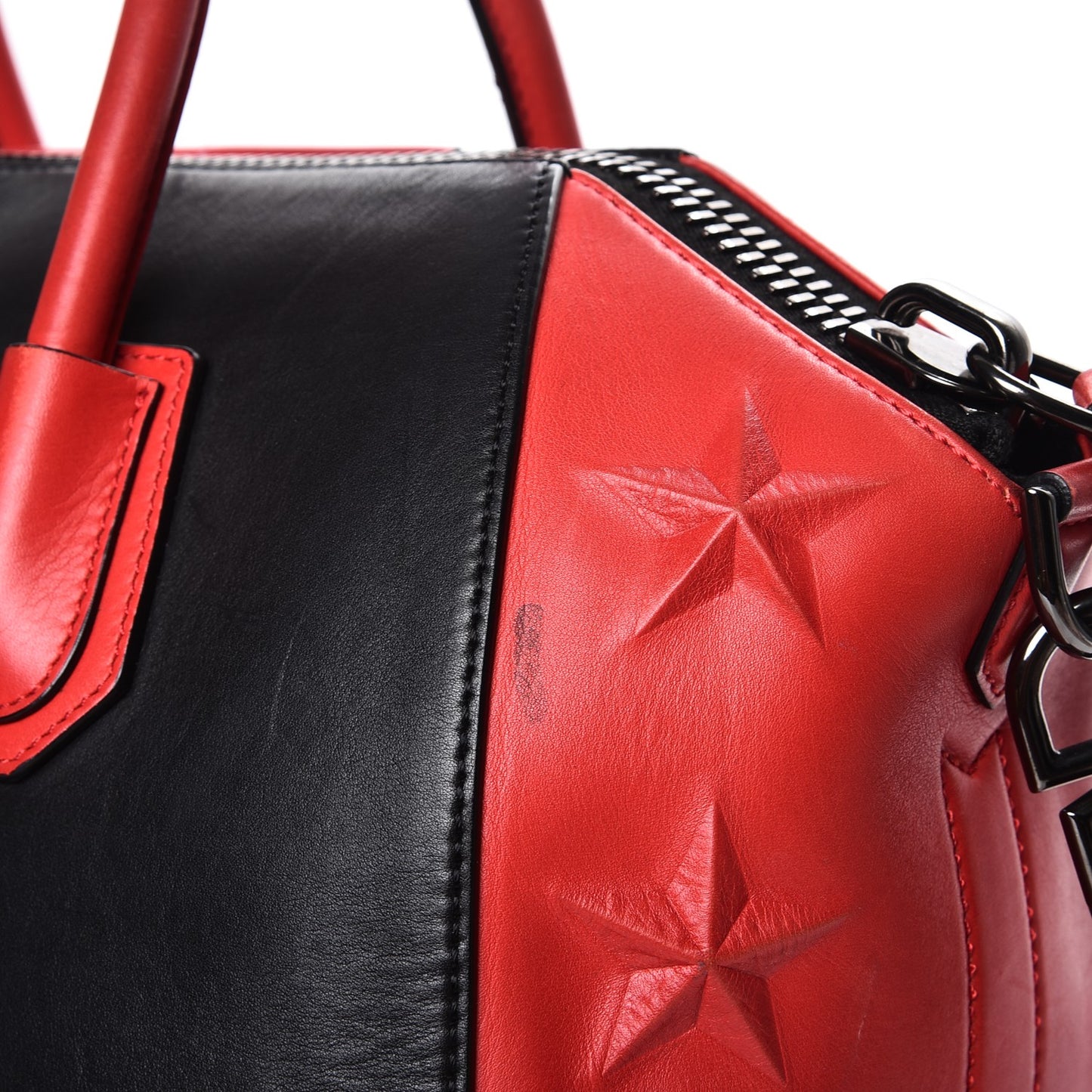 Smooth Calfskin Star Embossed Medium Antigona Black Red