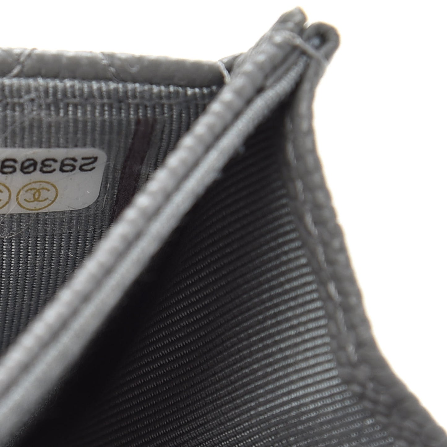 Caviar Quilted Flap Card Holder Wallet Dark Grey