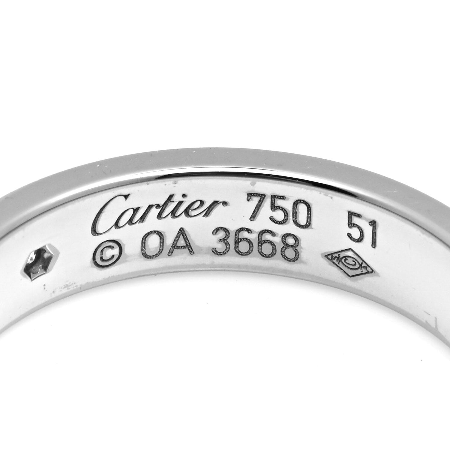 Cartier 18K White Gold Diamond 4mm LOVE Wedding Band Ring 51 5.75 4 of 4