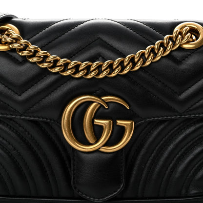 Gucci Calfskin Matelasse Mini GG Marmont Shoulder Bag Black 8 of 11