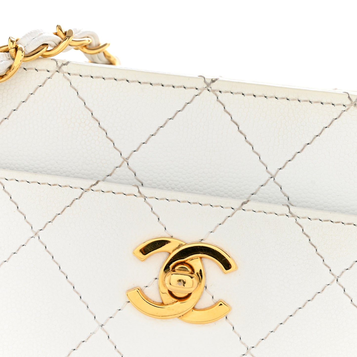 Caviar Quilted Shoulder Bag White