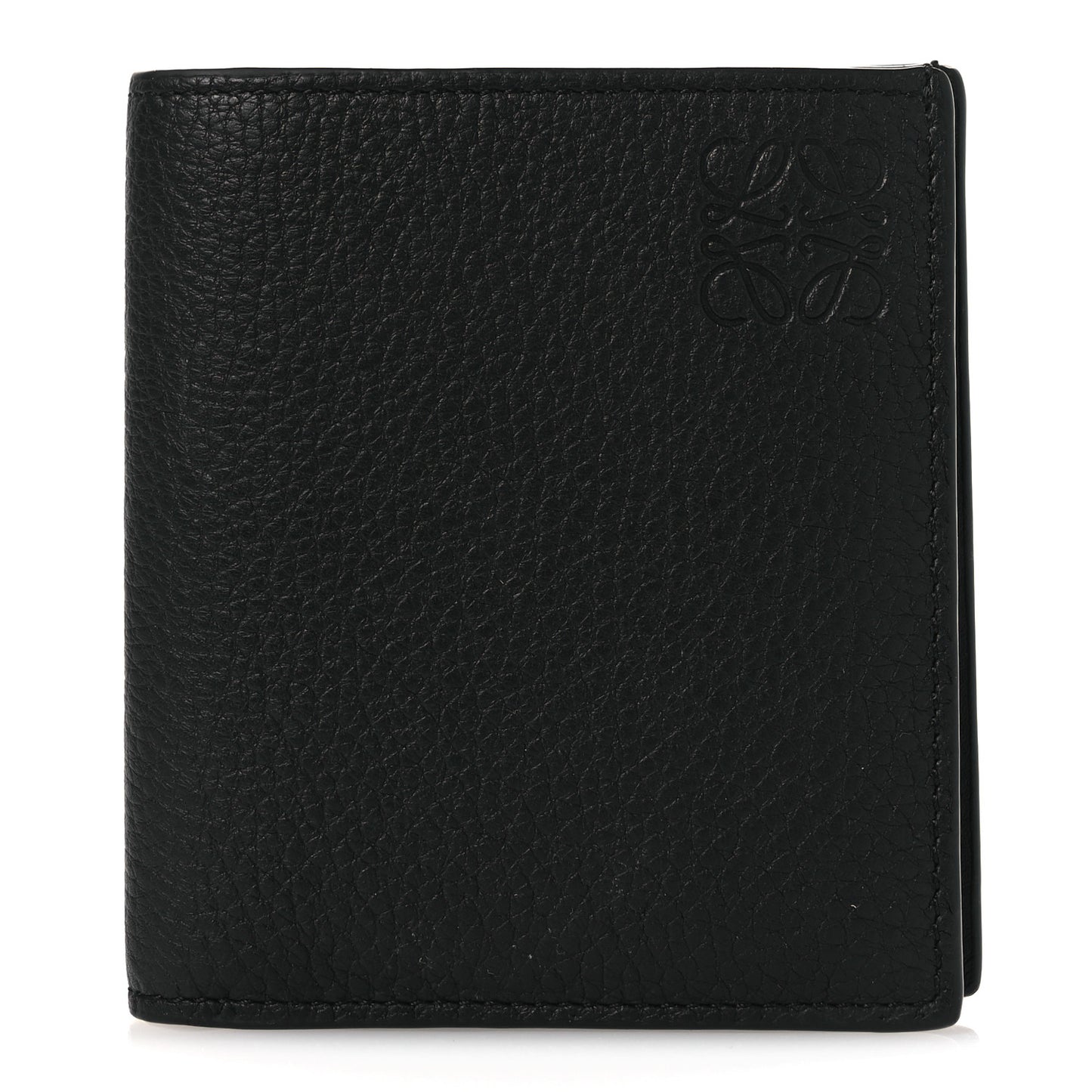 Grained Calfskin Vertical Bi-fold Wallet Black