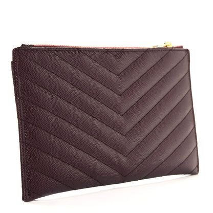 Saint Laurent Grain De Poudre Matelasse Chevron Monogram Bill Pouch Rouge Legion 3 of 9