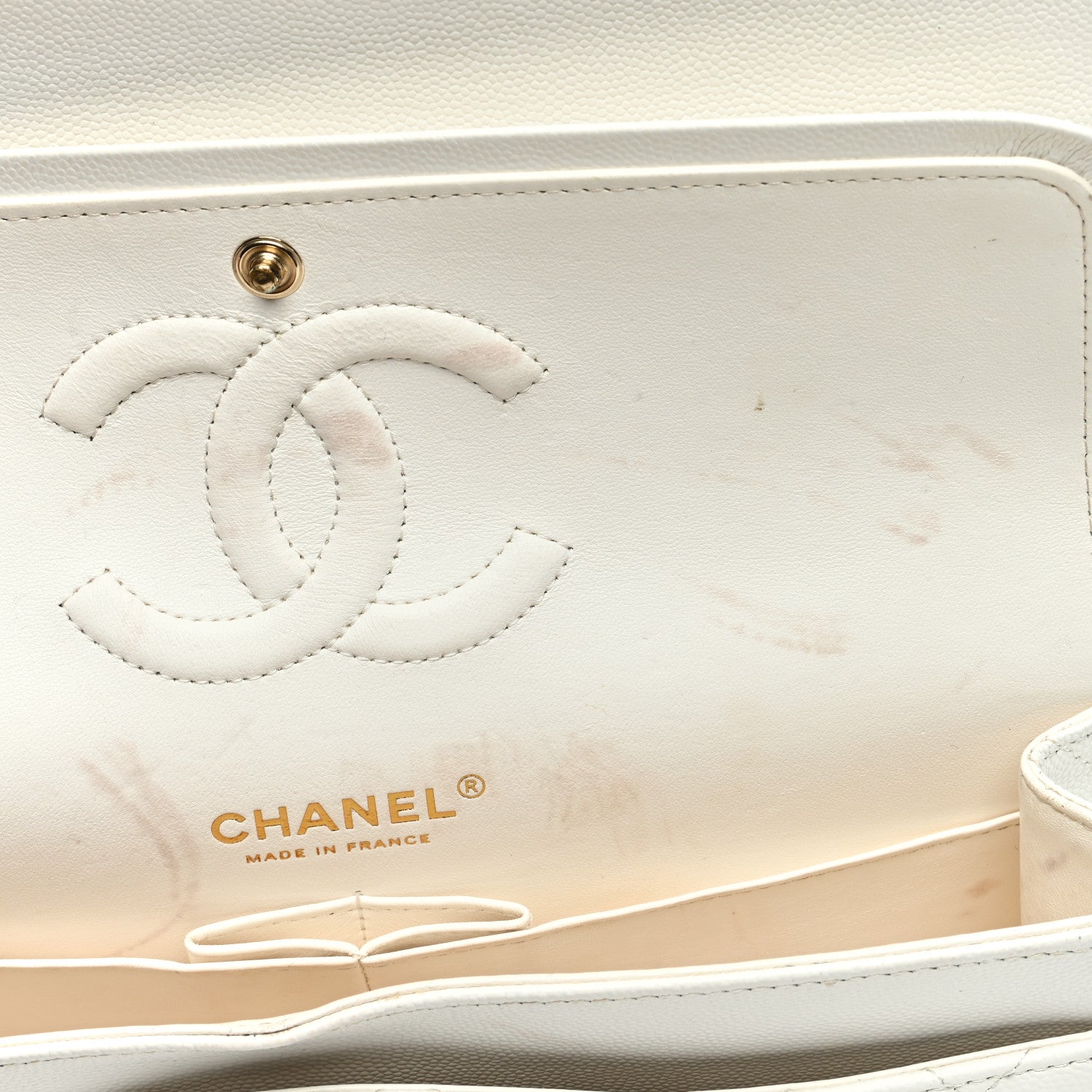Chanel Caviar Quilted Medium Double Flap White 12 of 16