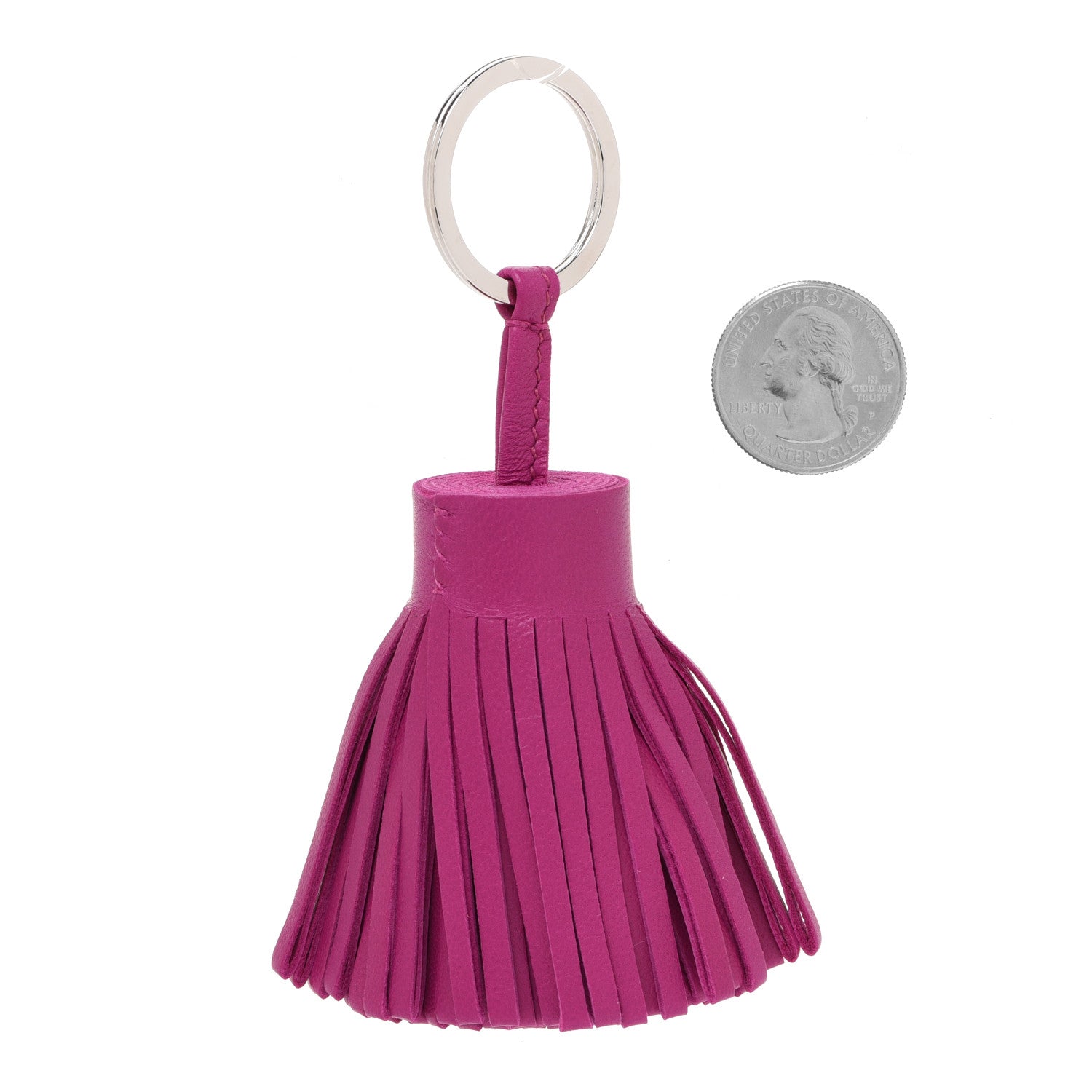 Hermes Lambskin Carmen Tassel Key Holder Rose Pourpre 2 of 3