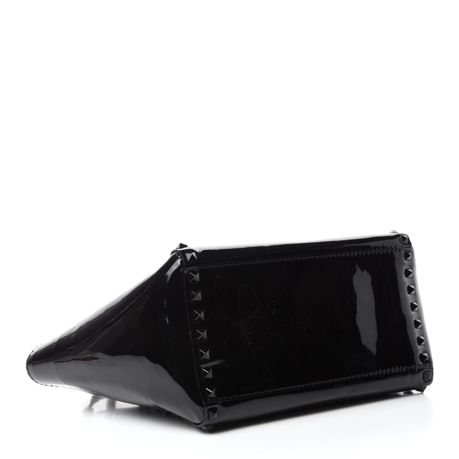 Valentino Garavani Patent Monochrome Small Rockstud Double Handle Tote Black 4 of 10