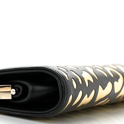 Jimmy Choo Calfskin Metallic Clutch Black Gold 8 of 10