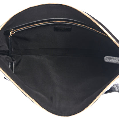 Chanel Shiny Crumpled Calfskin Quilted Medium Night by the C Pouch Clutch Black 5 of 8