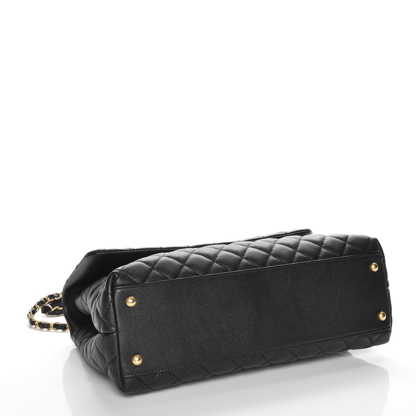 Caviar Quilted Large Coco Handle Flap Black