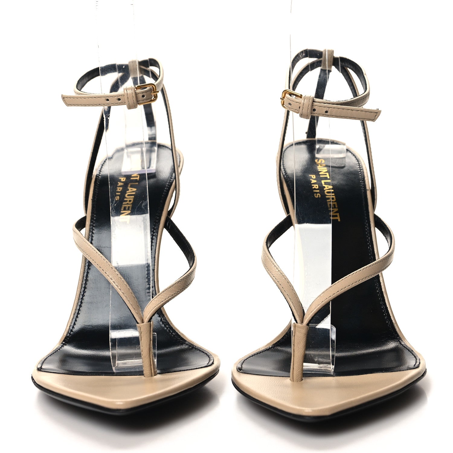 Saint Laurent Calfskin Nadja 105 Ankle Strap Sandals 38 Trench 2 of 8