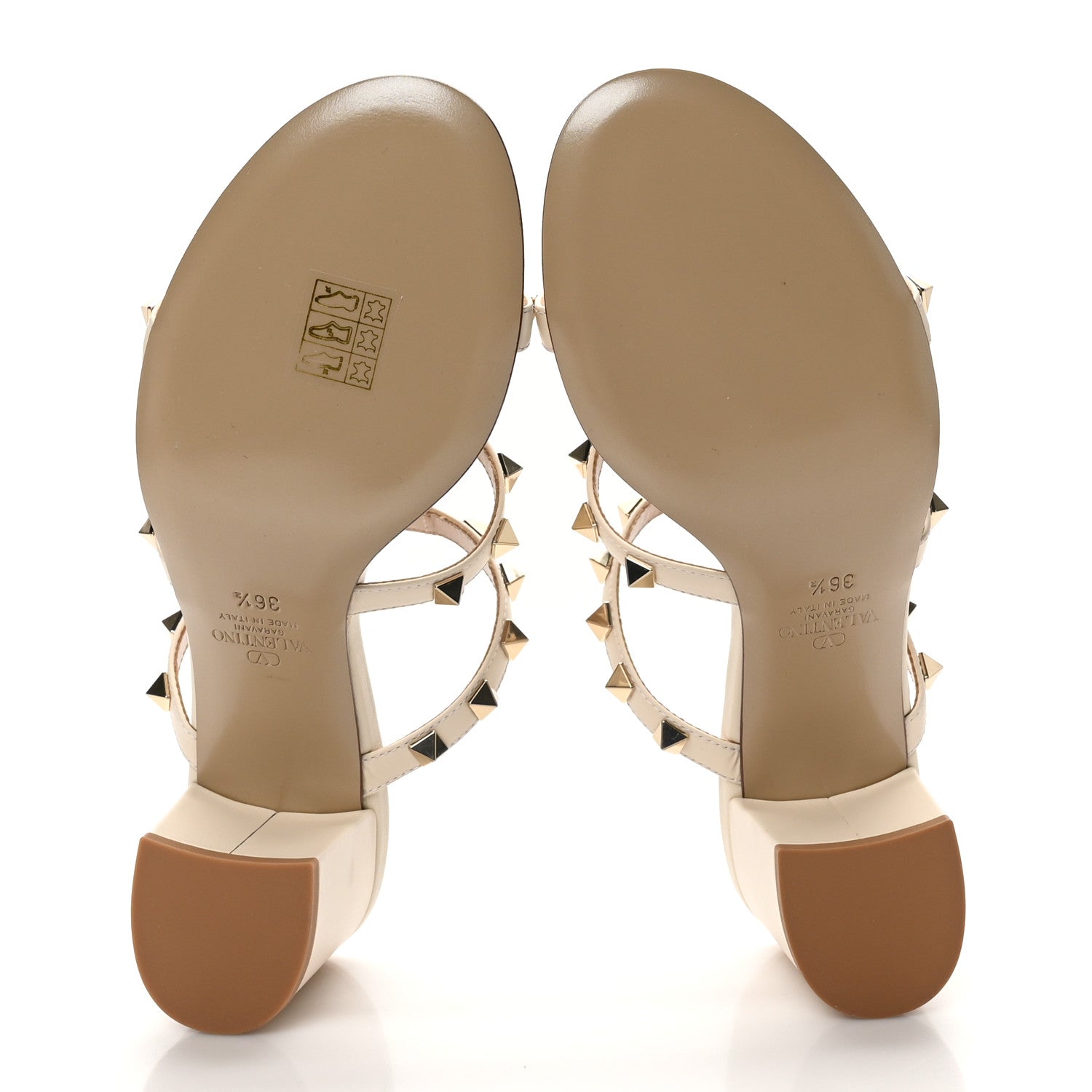 Valentino Garavani Calfskin Nappa Rockstud 60mm Caged Slide Sandals 36.5 Light Ivory 6 of 9